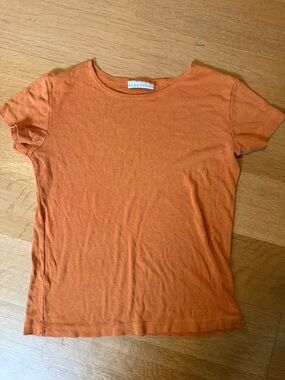 bryn Walker Orange Short-Sleeve Crewneck Tencel Tee